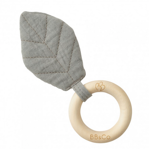 Hochet dentition feuille gris vert